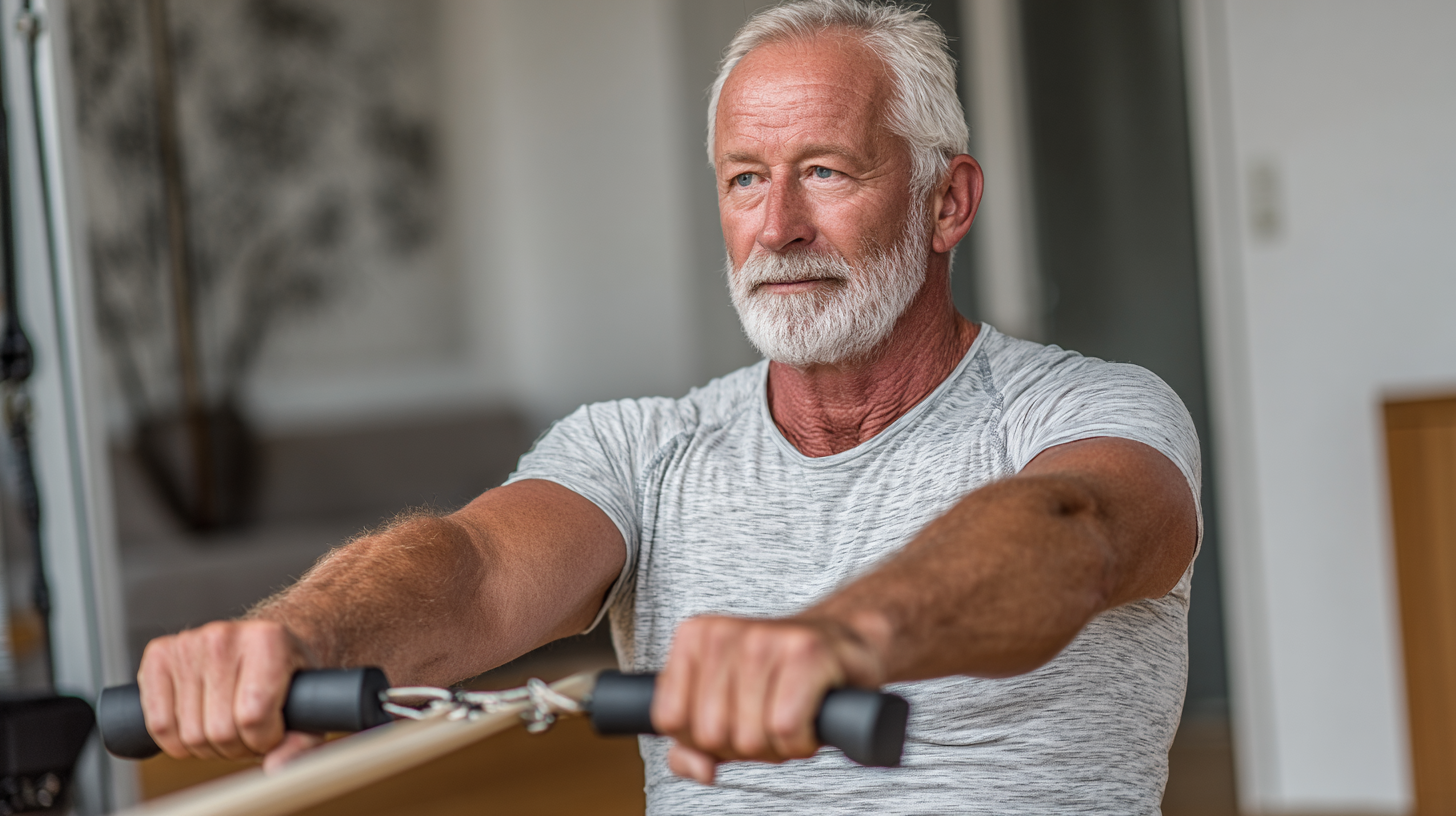 Активні люди старшого віку під час кардіо-тренування